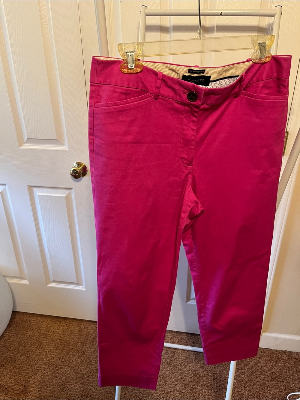 Talbots Fuchsia Straight-Leg Cropped Trousers